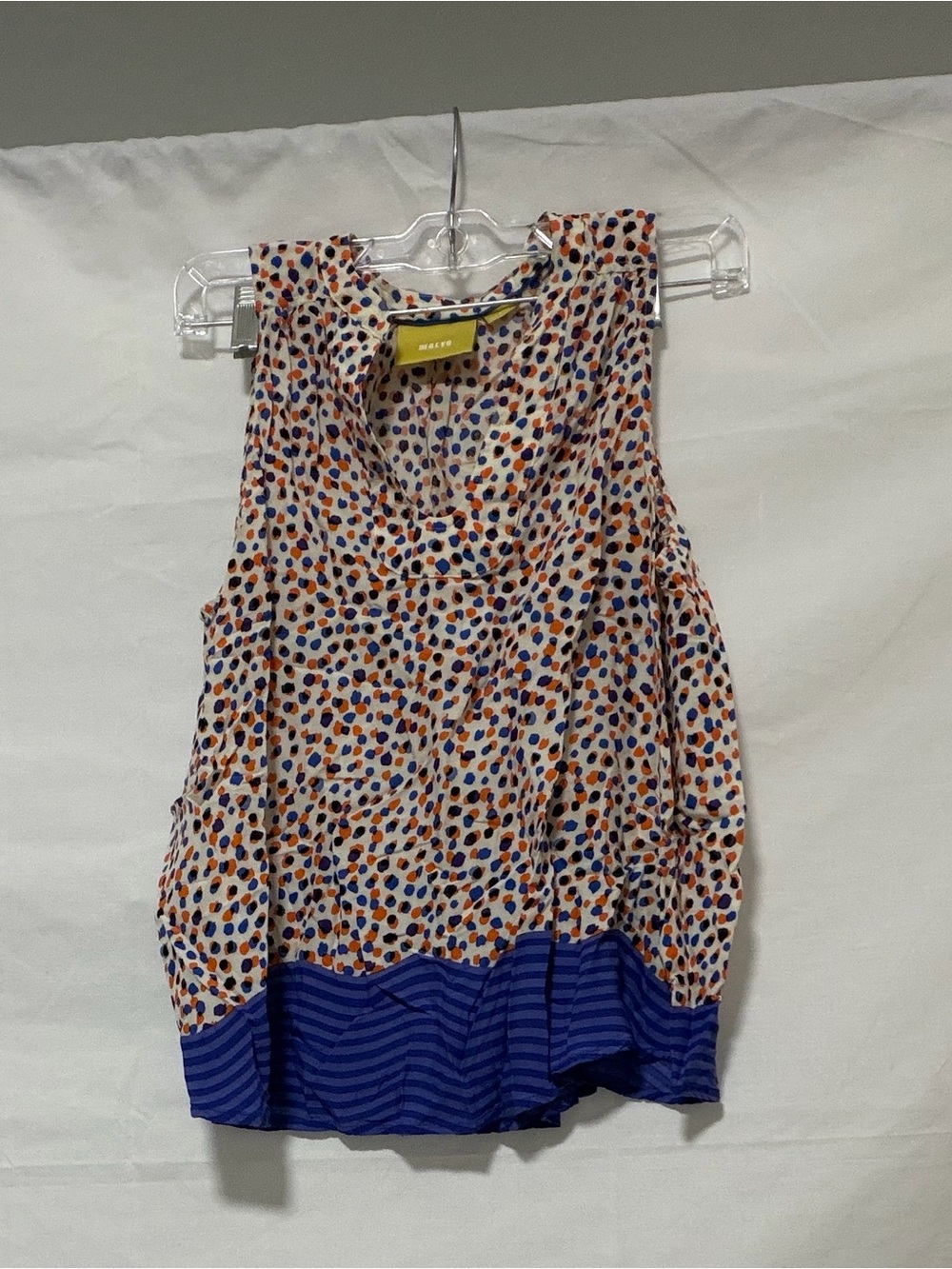 Maeve Cream Printed Sleeveless Camisole with Blue Hem